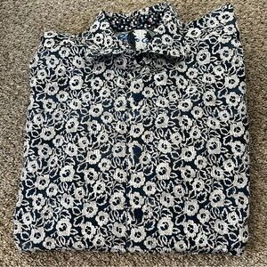Robert Graham Men's Navy and White Floral Button-Up Shirt Size Large